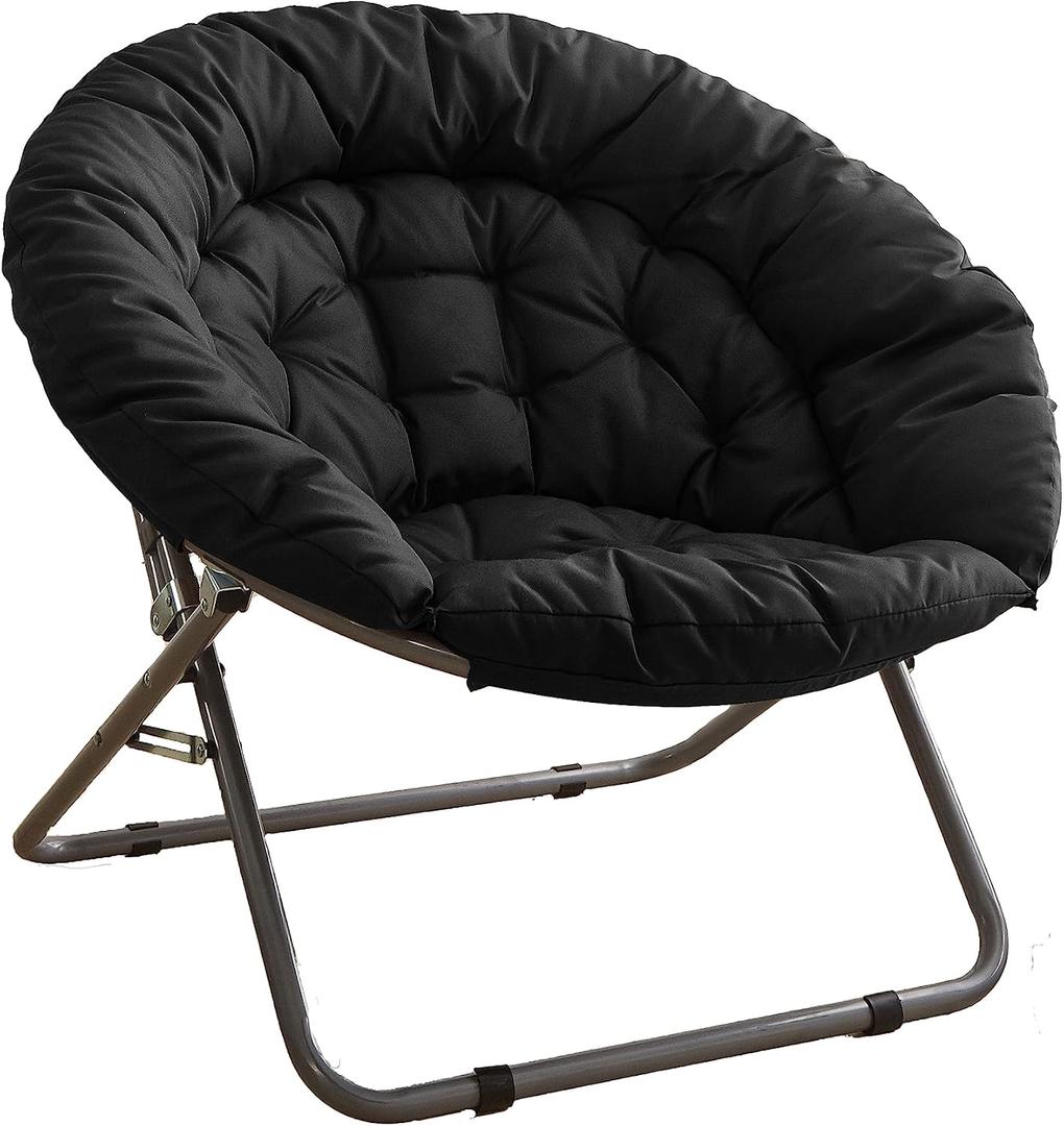 Urban Lifestyle Oversized Polycanvas Foldable Saucer Chair, Black, 37" L x 30" W x 30" D