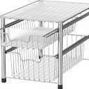 Simple Houseware Stackable 2 Tier Sliding Basket Organizer Drawer, Chrome
