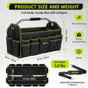 22in Tool Bags For Men Heavy Duty, 33 PCS Pockets Tool Bag Organizer Foldable Open Top Tool Bag With Handle, Wide Mouth Electrician Tool Tote, Green