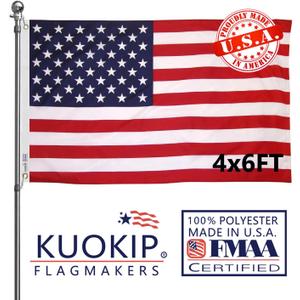 Double Sided Three-Layer American Flag 4x6 Feet 200D Thickened Polyester Weather-Resistant Version, Official Stars and Stripes Design, Made in the United States, Suitable for Both Indoor and Outdoor Use, Anti-fading Patriotic Decorative Flag