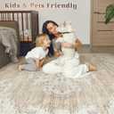 8x10 Area Rugs Washable Rug:Large Vintage Living Room Rugs with Non-Slip Backing Low Pile Rug Soft Indoor Floor Thin Carpet Non Shedding Neutral Carpets for Bedroom Dining Room Farmhouse Nursery Beige