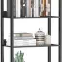 Furologee 6-Tier Bookshelf, Tall Bookcase with 2 Drawers Storage Organizer, Industrial Display Free Standing Shelf Units, Wood and Metal Storage Rack for Home Office, Bedroom, Black Oak