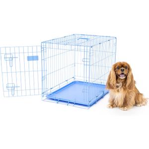 Carlson Blue Secure and Compact Single Door Metal Dog Crate, Small (24.0"L x 18.0"W x 20.5"H)