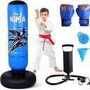 Onirii 66 Inch Kids Punching Bag Toy with Boxing Gloves | Larger Stable Updated Ninja Kids Inflatable Boxing Bag Set for Boys & Girls Age 5-12 for Taekwondo,MMA and Practicing Karate