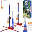 TOY Life 3-in-1 tBall Set for Kids 3-5, Adjustable Toddler T Ball Training Set with Bat, Toddler Baseball Set Semi-Automatic Launcher, Hanging Tee, Soft & Dog Play Balls, Fun Sports Set for Ages 3+