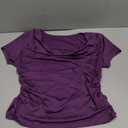 Women's Cowl Neck Tops Short Sleeve Slim Fit Ruched T-Shirts Summer Casual Dressy Business Blouses Going Out Top (M)