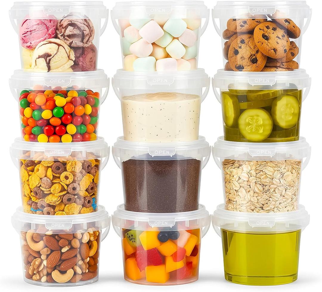 ASEVAT 12PACK, Plastic Storage Containers With Lids Kitchen, Food Storage Containers, Microwave Safe Bowls With Lids, Freezer Safe Containers, Slime, Soup (10 oz/300 ml)