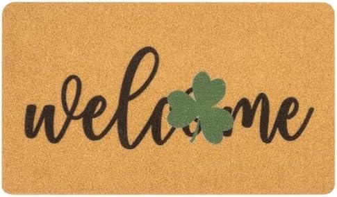 Mealah St. Patrick's Day-Welcome-Doormat-Front Door - Shamrock Outdoor- Entrance-Porch Home Spring-Decor Door-Mats 17x29 Inch