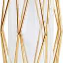 FSyueyun Gold Flower Glass Vases for Centerpieces with Premium Metal Rack, Modern Large Vases Home Decor Living Room or Wedding Centerpiece (8.7 Inches Tall)
