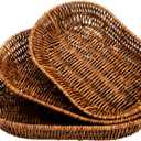Hedume Set of 3 Wicker Baskets, Bread Baskets Sets, Tabletop Food Serving Baskets Trays, Handwoven Storage Basket Bin, Fruit Vegetables Sundries Storage Basket for Home, Restaurant, Bakery