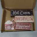 Moucuny 4 Pcs Christmas Table Decor Wooden Hot Cocoa Decoration Christmas Centerpiece Winter Tiered Tray Decor Decorative Red Hot Cocoa Block Signs Farmhouse Xmas Decoration for Home