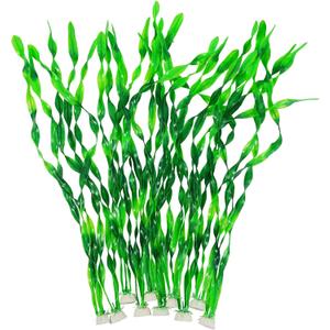 AQUANEAT Fish Tank Artificial Plants, Aquarium Plastic Seaweed Decorations, 23.5Inch Tall Fake Green Accessories, 10 Packs