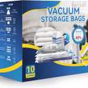 10 Jumbo Vacuum Seal Bags with Hand Pump, Vacuum Storage Bags, Space Saver Bags for Clothing, Comforters, Blankets, Bedding, Pillows (10Pack)