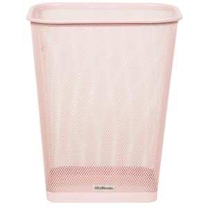 Mind Reader Mesh Trash Can, Square Wastebasket for Office or Home, 5 Gallon Capacity, Metal Mesh, Set of 1, Pink