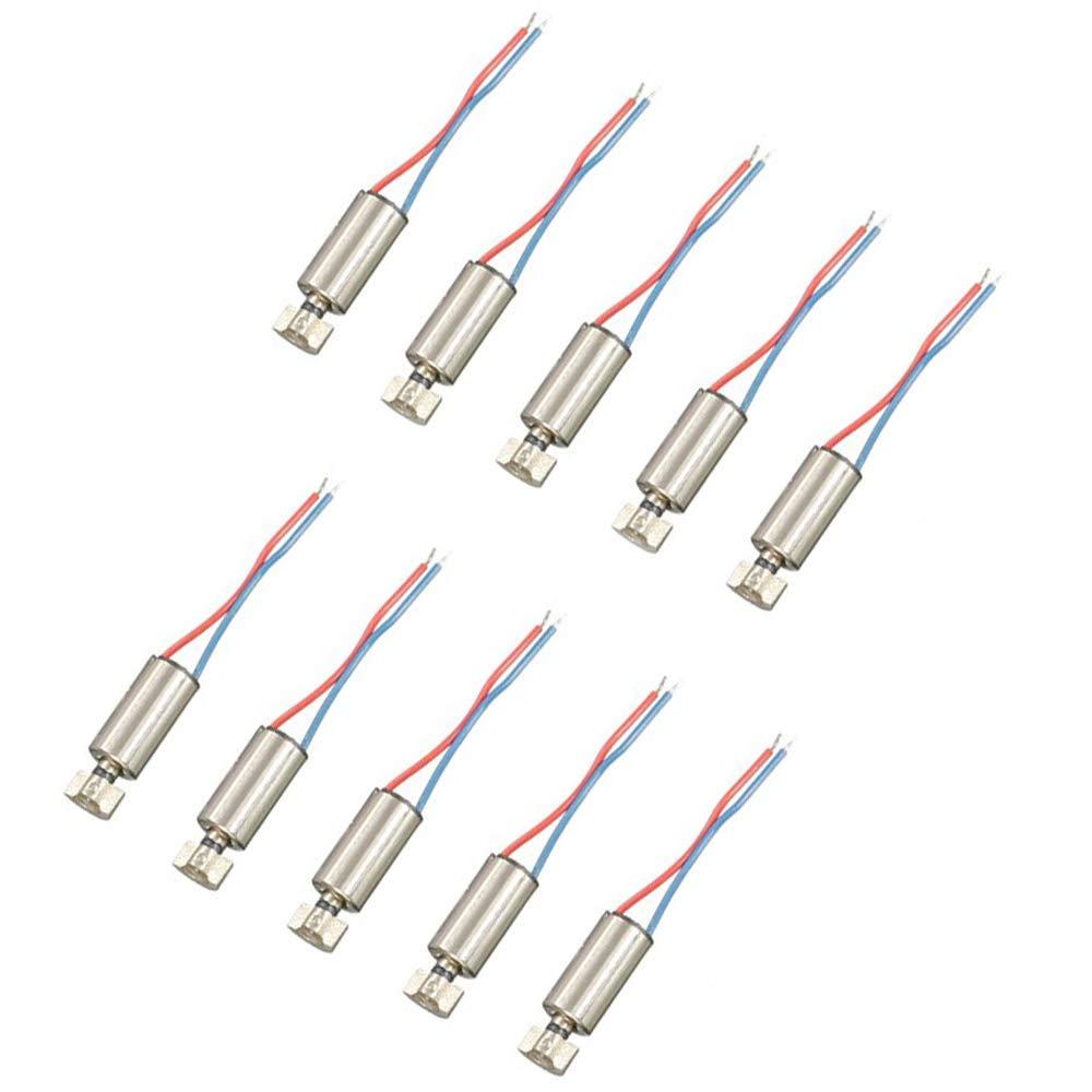 Vibration Motor DC 3V 6mm x 10mm Miniature Micro Vibrating Vibration Coreless Motor 12000RPM 610 Powerful Small Electric Motors 2 Wires Pack of 10