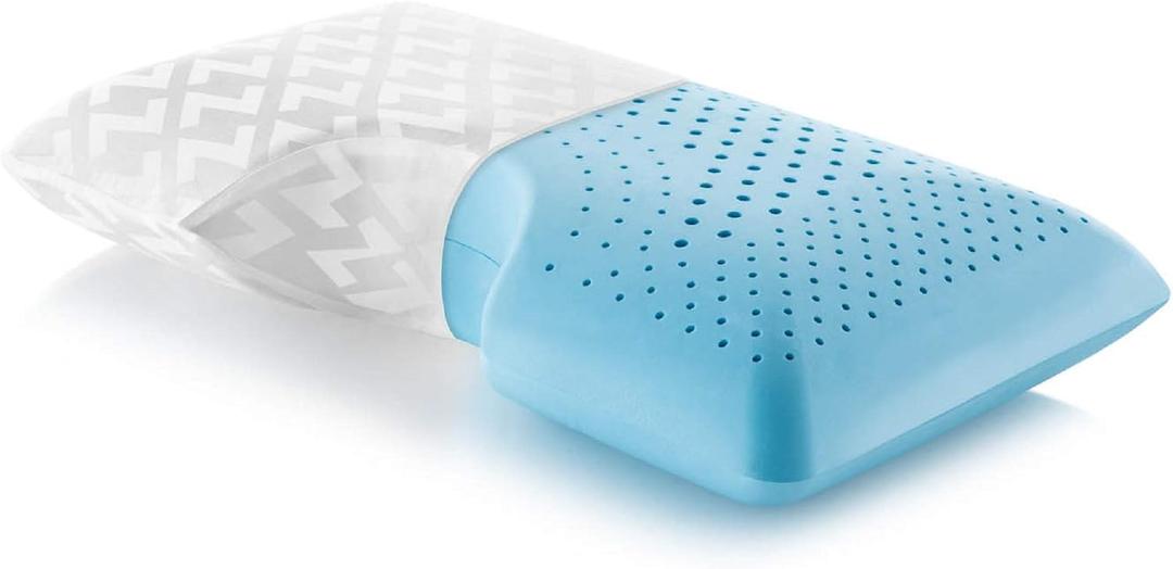 MALOUF Z Shoulder Zoned Dough Memory Foam Pillow - Gel Infused - Premium Tencel Cover                                                                                                                                                                                                                 - Mid Loft - Queen, Blue