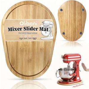 Bamboo Mixer Slider Mat for KitchenAid Stand Mixer 5-8 Qt Bowl | for Tilt Head Stand Mixer, Kitchen Countertop Storage Accessories Mixer Moving Tray Attachments
