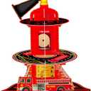 3 Tier Fire Hydrant Cupcake Stand, Firetruck Birthday Decorations, Fire Truck Cupcake Holder for Themed Parties Firefighter Party Decorations, Easy to Assemble