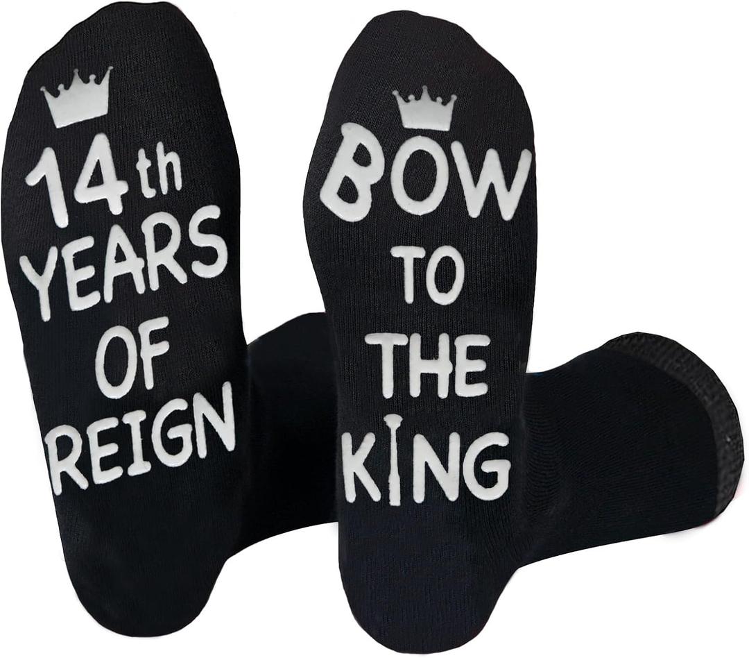 3 x 14 Year Old Teen Boy Gifts, Funny Socks Birthday Gifts for 14th Son Nephew, Grandson, Christmas Gift for Kid (Black)