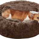 JOLLYVOGUE Dog Bed, Calming Anti-Anxiety Large Dog Bed, Fluffy Donut Cushion for Medium and Large Pets (27"/30"/36") (Coffee)
