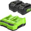 Greenworks 24V 4.0Ah USB Battery (2-Pack) Starter Kit + Dual Port Rapid Charger (Genuine Greenworks Parts)