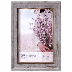 Malden International Designs 4x6 Marin Rustic Moulding Tabletop Photo Frame Grey