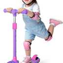 Nattork Kids Scooter for Girls Boys with Light Up Wheels, 3 Adjustable Height Handlebars, Lean-to-Steer Technology, Widen Anti-Slip Deck, 3 Wheel Scooter for kid ages 3-8, Support Riders Up to 110 LBS