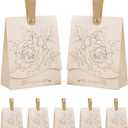 FAYEVIVI 20pcs Party Favor Boxes - Gift Boxes with Lids for Presents, Small Thank You Treat Box, Leather Handle Candy Bags Bulk, for Birthday Bridal Wedding Babyshower (Champagne) (Champgne)