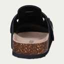 KIDMI Genuine Suede Clogs for Women Cork Footbed Sandals Leather Mules Potato Shoes with Arch Support (Black)