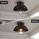 Outdoor Ceiling Light Farmhouse 10 Inch Flush Mount Ceiling Lights Fixture Oil Rubbed Bronze,Metal Cage Seeded Glass Semi Entry Hall Light Fixtures
