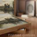 ZZLWBKGL Vintage Framed Wall Art Landscape Wall Decor Natural River Canvas Art Farmhouse River Pictures Rustic Paintings Country Artwork For Living Room Study Bedroom, 24"L x 16"W