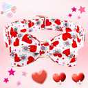 Elegant little tail Valentine's Dog Collar, Cute Pink Heart Pet Collars Soft Dog Puppy Collar Female or Male Adjustable Cotton Pet Collars with Bow for Small Medium Large Dogs (X-Large (Pack of 1))