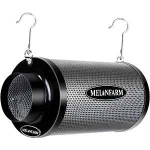 MELONFARM 4 Inch Air Carbon Filter Smelliness Control with Australia Virgin Charcoal, Odor Removal Carbon Filter for Grow Tent, Inline Fan, Hydroponics, Pre-Filter Included, Insulated Flange 4" x 11"