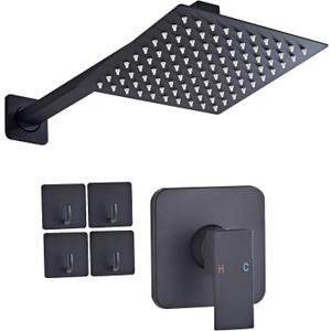 Shower Faucet Set Matte Black Complete Shower System with 8 Inches Rain Shower Head Bathroom Rain Shower Faucet Set Rainfall Shower System with Shower Valve