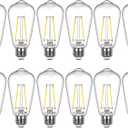 Sigalux Edison Bulbs, E26 LED Bulb ST58 Filament Clear Non-Dimmable Vintage Light Bulbs 40W Equivalent 400LM Daylight White 5000K 15, 000hrs 12 Pack