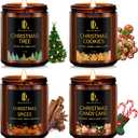 Holiday Candle Set, Scented Candle for Home, 4 Pack Soy Candles Gifts for Women Men, Scents of Christmas Tree/Cookies/Spices/Candy Cane