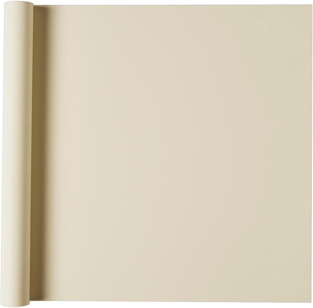 Cream White Wallpaper - 394''x24''- Self-Adhesive, Removable, Waterproof - Solid Color Beige Peel and Stick Contact Paper for Cabinet, Countertop, Desktop, Rental Property, Kitchen, Bedroom