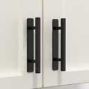 HOMOTEK 2 Pack Self-Adhesive Sliding Closet Door Handles Instant Self-Stick Cabinet Drawer Handles, Stick-On Kitchen Cabinet Pulls Furniture Handles- 5 Inch, No-Drill, Black