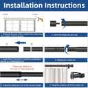 Black Curtain Rods 2 Pack, 5/8 Inch Small Curtain Rods for Windows 32 to 45 Inch Stainless Steel with Brackets Easy to Install for Bedroom Living room Bathroom Kitchen