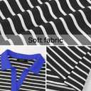 ZESICA Womens Striped Long Sleeve Tops Oversized Sweatshirt V Neck Loose Fit Tunic Tops Spring Casual Blouses (Black, M)