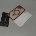 Misea Magnetic for iPhone 15 Plus Case Compatible with MagSafe [Never Yellowing] [Military Grade Drop Protection] Full Camera Lens Protector Plating Soft Clear Phone Case for Women Girls, Red