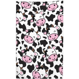 Microfiber Cow Print Beach Towels Cow Cattle Head Funny Animal Black and White Bath Towel Quick Dry Sand-Free Pool Towel Wrap Cow Print Gifts Accessories for Adults Kids, Oversized 31.5x51.2