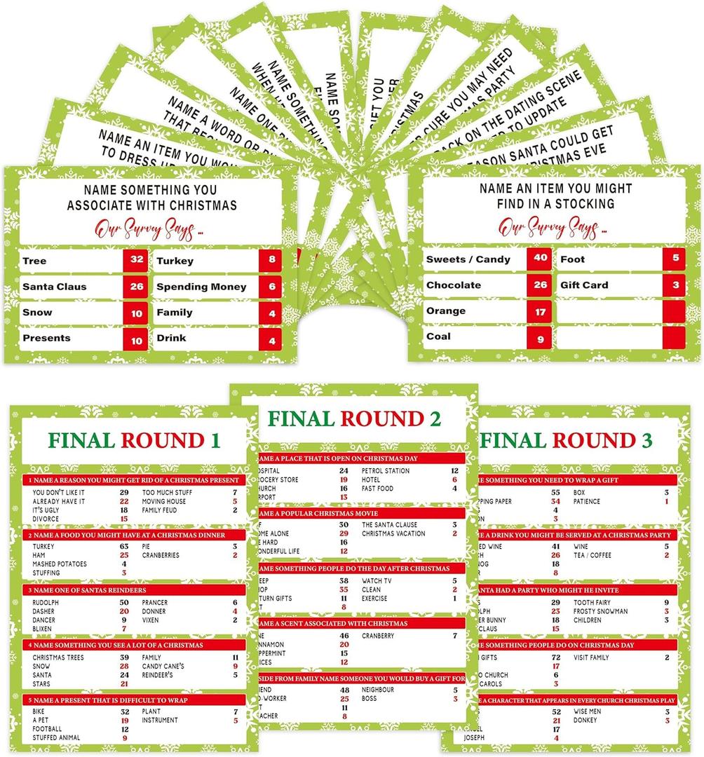 Christmas Family Feud Game,Funny Christmas Party Games, Christmas Trivia Game, Family Feud Quiz Holiday Games for Groups SD-WF01