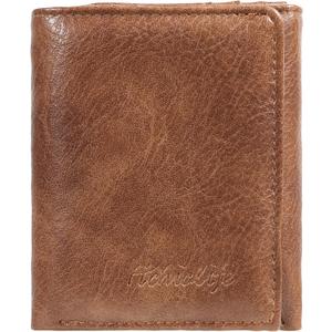 Men's Trifold Wallet, Classic RFID Blocking Leather Design - Durable Front Pocket Wallet with ID Window & Multiple Card Slots, Gift Box Included (Brown)