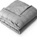Bare Home Weighted Blanket All-Natural 100% Cotton with Nontoxic Glass Beads 48"x72" 12lbs, Light Grey