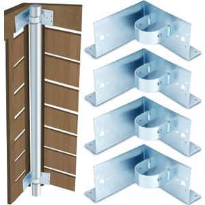 MorningRo 4 Pcs Chain Link Fence 1/2 (2 3/8 OD) x 6 Wood to Steel Post Corner Adapter Wood Fence Steel Post Bracket Adapter Brackets Heavy Duty Galvanized Iron