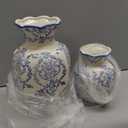 2 Pcs Blue and White Vintage Vase Chinoiserie Floral Vase 9.5'', 6'' Rustic Ceramic Vases for Home Decors, Living Room, Bookshelf, Office, Grand Millennial Decor, Chinoiserie Decors