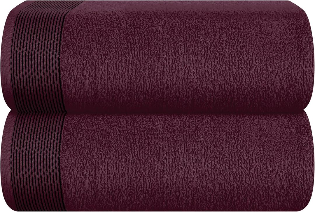 Belizzi Home Cotton 2 Pack Oversized Bath Sheet 35 x 70, Large Bath Sheet, Ultra Absorbent, Compact, Eco-Friendly and 100% Recyclable, Quick Drying and Lightweight Towel - Burgundy