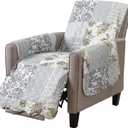 Great Bay Home Reversible Patchwork Recliner Chair Cover - Washable Slipcover Furniture Protector with Elastic Straps - Couch Cover for Dogs, Kids, and Pets - Box-Stitched Detail (Recliner, Grey)