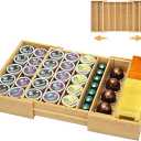 MinBoo Bamboo K Cup Holder for Drawer or Countertop Coffee Pod Holder Expandable K Cup Pod Storage Tea bag organizer K Cup Storage for Coffee Station Home Office and Kitchen